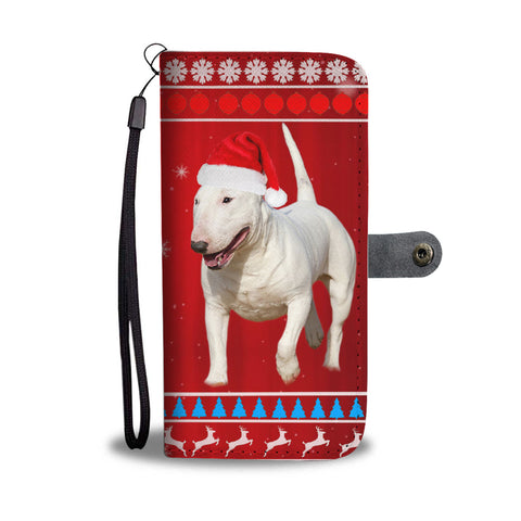 Cute Bull Terrier Christmas Print Wallet Case