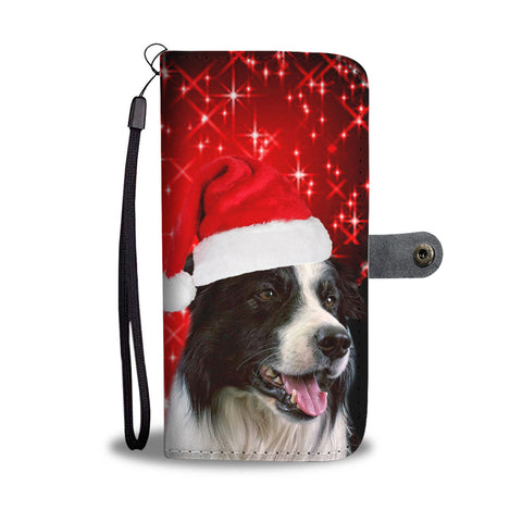 Border Collie Christmas Print Wallet Case