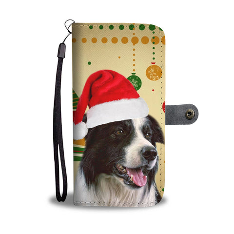 Cute Border Collie Christmas Print Wallet Case