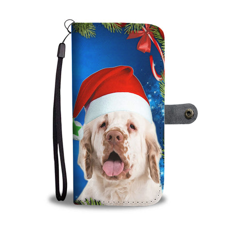 Clumber Spaniel On Christmas Print Wallet Case