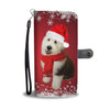 Old English Sheepdog Christmas Red Print Wallet Case