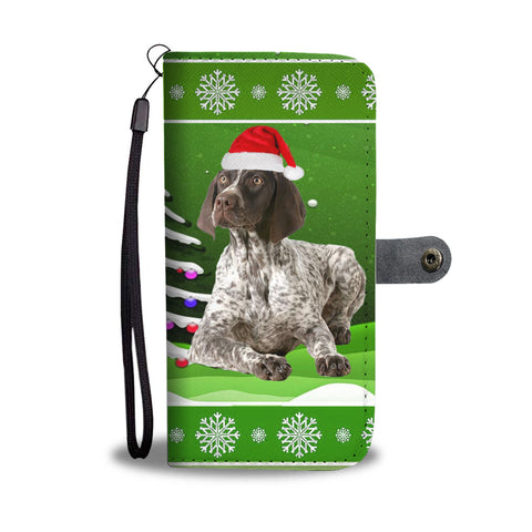 German Shorthaired Pointer Christmas Green Print Wallet Case
