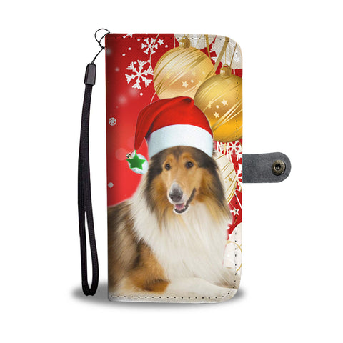 Rough Collie On Christmas Print Wallet Case