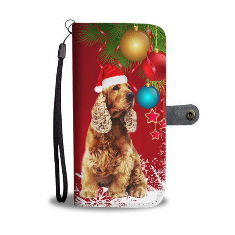 English Cocker Spaniel Christmas Red Print Wallet Case