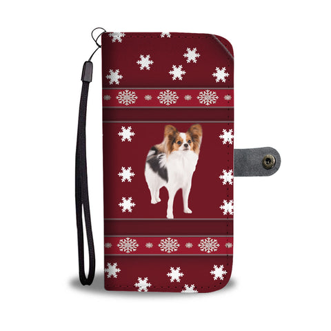 Papillon Dog Christmas Print Wallet Case