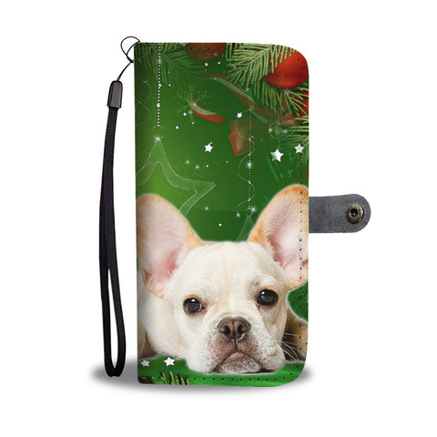 Cute French Bulldog On Christmas Print Wallet Case