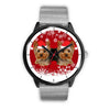 Black DialYorkshire Terrier (Yorkie) Christmas Print Wrist Watch