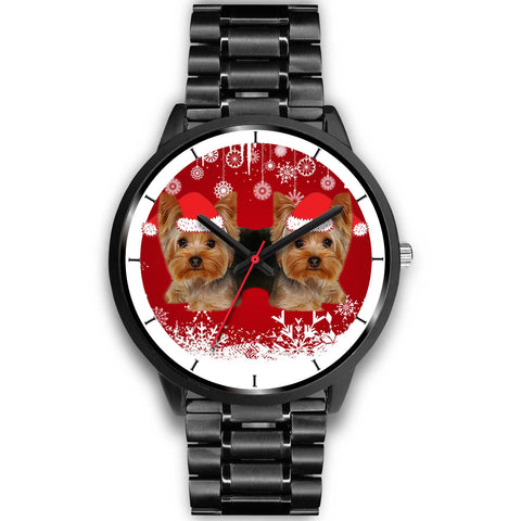 Black DialYorkshire Terrier (Yorkie) Christmas Print Wrist Watch