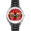 Silver DialYorkshire Terrier (Yorkie) Christmas Print Wrist Watch