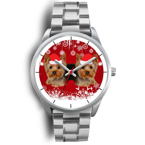 Silver DialYorkshire Terrier (Yorkie) Christmas Print Wrist Watch