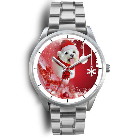 Cute Maltese Dog Christmas Print Wrist Watch