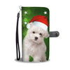 Cute Maltese Dog On Christmas Print Wallet Case