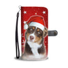 Miniature American Shepherd On Christmas Print Wallet Case