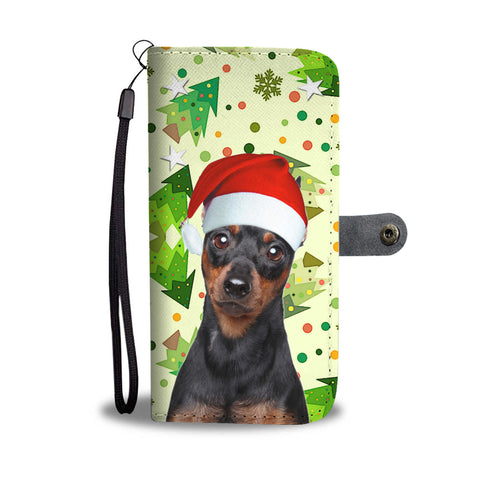 Miniature Pinscher On Christmas Print Wallet Case