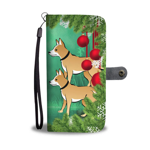 Brown Eskimo Dog Art Christmas Print Wallet Case