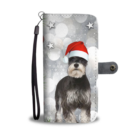 Miniature Schnauzer On Christmas Print Wallet Case