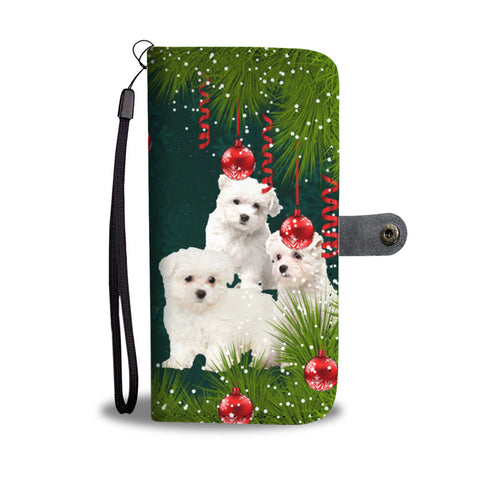 Cute Maltese Dog Christmas Print Wallet Case