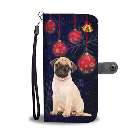 Cute Pug Dog Christmas Print Wallet Case