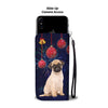 Cute Pug Dog Christmas Print Wallet Case