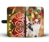 Papillon Dog On Christmas Print Wallet Case