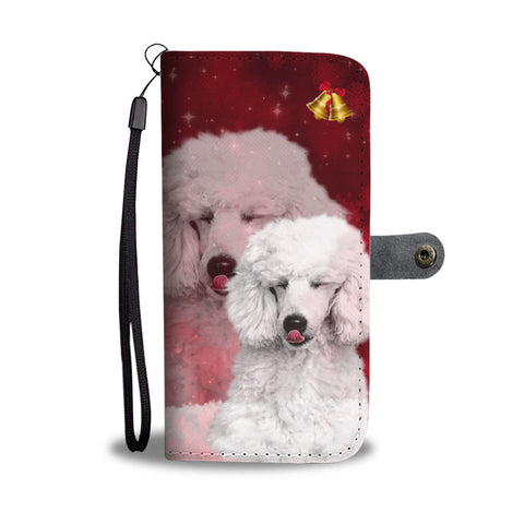 Poodle Dog On Red Christmas Print Wallet Case