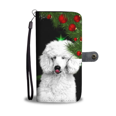 Lovely Poodle Dog Christmas Print Wallet Case