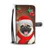Cute Pug On Christmas Print Wallet Case