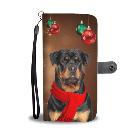 Rottweiler Dog On Christmas Print Wallet Case