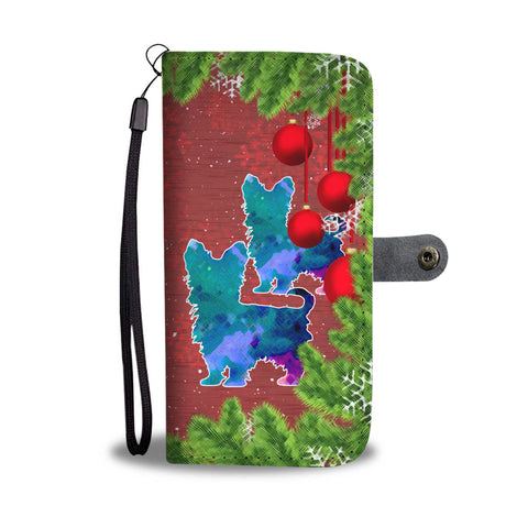 Cute Yorkie Art Christmas Print Wallet Case