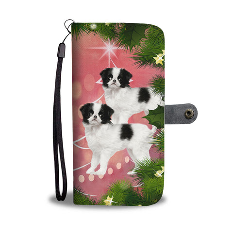 Cute Japanese Chin Dog Christmas Print Wallet Case