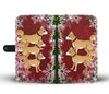 Brown Eskimo Dog On Red Christmas Print Wallet Case