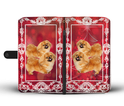 Cute Pekingese Dog Christmas Print Wallet Case