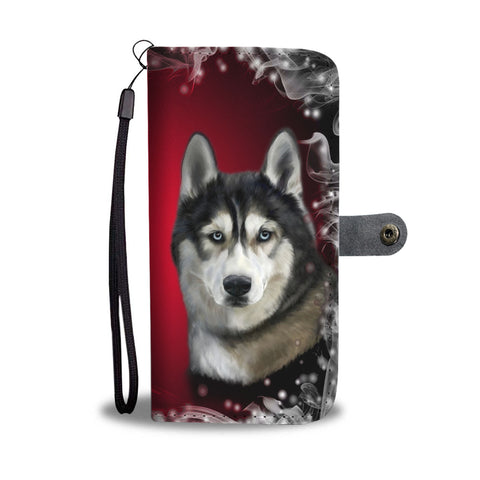 Siberian Husky Dog Art Christmas Print Wallet Case