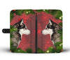 Siberian Husky Dog On Red Christmas Print Wallet Case