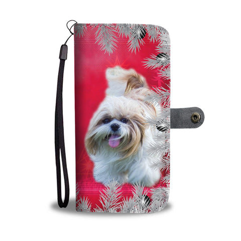 Cute Shih Tzu Dog Christmas Print Wallet Case