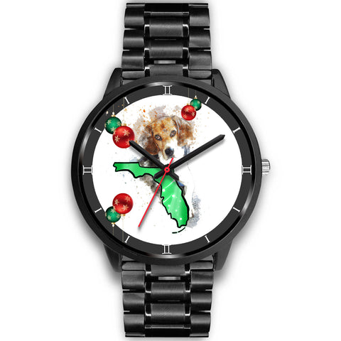 Beagle Dog On Christmas Florida Wrist Watch