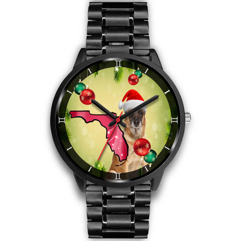 Belgian Malinois Dog On Christmas Florida Wrist Watch