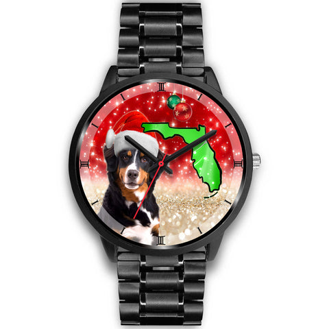 Bernese Mountain Dog On Christmas Florida Wrist Watch