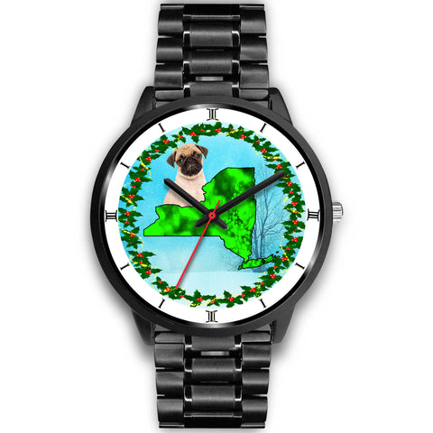 Cute Pug New York Christmas Special Wrist Watch