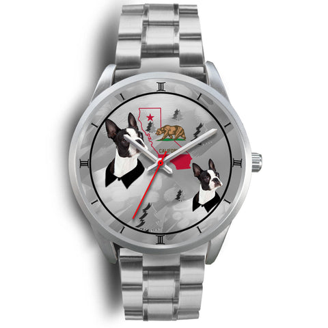 Boston Terrier California Christmas Special Silver Wrist Watch