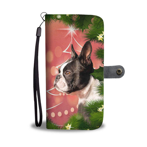 Boston Terrier Dog Christmas Print Wallet Case