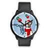 Cardigan Welsh Corgi On Christmas Wrist Watch