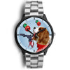 Cavalier King Charles Spaniel On Christmas Print Wrist WatchFL State