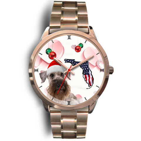 Cesky Terrier On Christmas Florida Wrist Watch