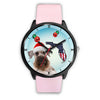 Cesky Terrier On Christmas Florida Black Wrist Watch