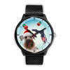 Cesky Terrier On Christmas Florida Black Wrist Watch