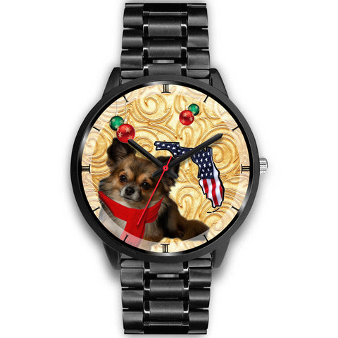 Chihuahua Dog On Christmas Florida Wrist Watch