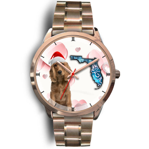 Cocker Spaniel On Christmas Florida Golden Wrist Watch