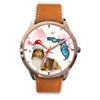 Rough Collie On Christmas Florida Golden Wrist Watch