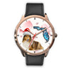 Rough Collie On Christmas Florida Golden Wrist Watch